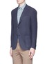 Front View - Click To Enlarge - BOGLIOLI - Gingham check jacquard soft blazer