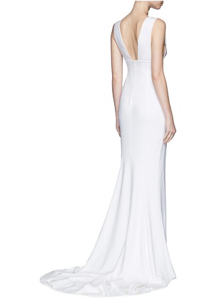 Back View - Click To Enlarge - STELLA MCCARTNEY - Plunge V-neck stretch cady gown