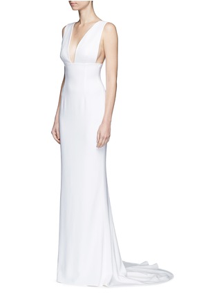 Front View - Click To Enlarge - STELLA MCCARTNEY - Plunge V-neck stretch cady gown