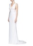 Front View - Click To Enlarge - STELLA MCCARTNEY - Plunge V-neck stretch cady gown