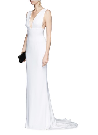 Figure View - Click To Enlarge - STELLA MCCARTNEY - Plunge V-neck stretch cady gown