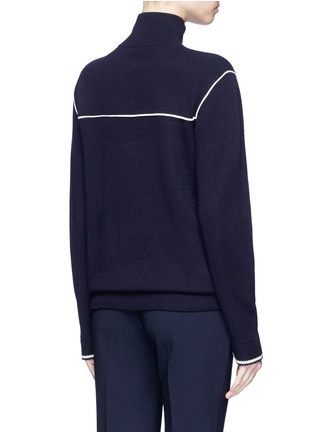 Back View - Click To Enlarge - CHLOÉ - Piped cashmere drawstring zip sweater