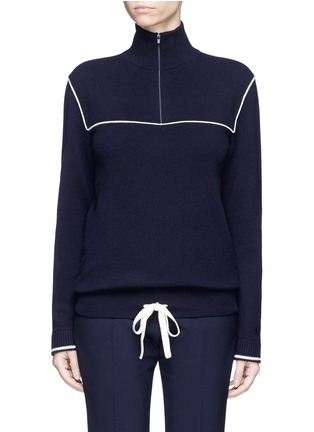 Main View - Click To Enlarge - CHLOÉ - Piped cashmere drawstring zip sweater