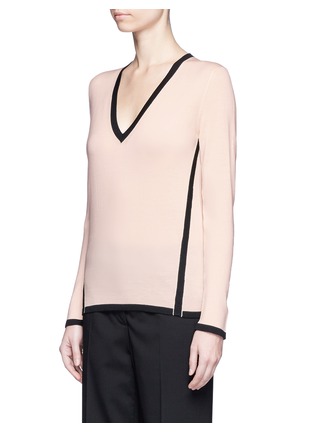 Front View - Click To Enlarge - LANVIN - Contrast trim wool sweater
