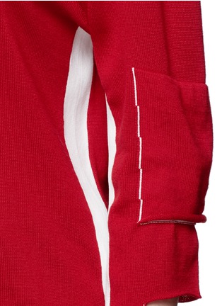 Detail View - Click To Enlarge - PORTS 1961 - Cutout elbow contrast stripe virgin wool sweater