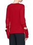 Back View - Click To Enlarge - PORTS 1961 - Cutout elbow contrast stripe virgin wool sweater