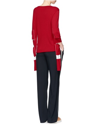 Figure View - Click To Enlarge - PORTS 1961 - Cutout elbow contrast stripe virgin wool sweater