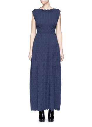 Main View - Click To Enlarge - ALAÏA - 'Nigali' diamond corrugated sleeveless knit dress