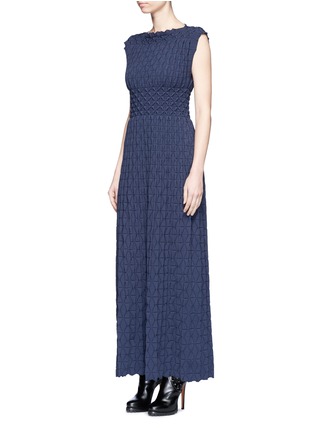 Figure View - Click To Enlarge - ALAÏA - 'Nigali' diamond corrugated sleeveless knit dress