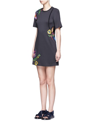 Front View - Click To Enlarge - 3.1 PHILLIP LIM - Floral embroidered patch cutout jersey dress