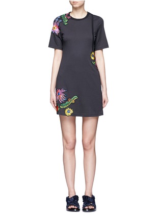 Main View - Click To Enlarge - 3.1 PHILLIP LIM - Floral embroidered patch cutout jersey dress