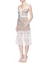 Front View - Click To Enlarge - SELF-PORTRAIT - 'Floral Blush' organza frill guipure lace midi dress