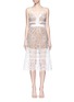Main View - Click To Enlarge - SELF-PORTRAIT - 'Floral Blush' organza frill guipure lace midi dress