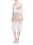 Figure View - Click To Enlarge - SELF-PORTRAIT - 'Floral Blush' organza frill guipure lace midi dress