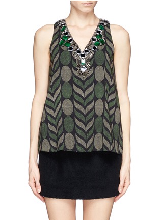 Main View - Click To Enlarge - ALICE & OLIVIA - 'Alba' embellished fern print top