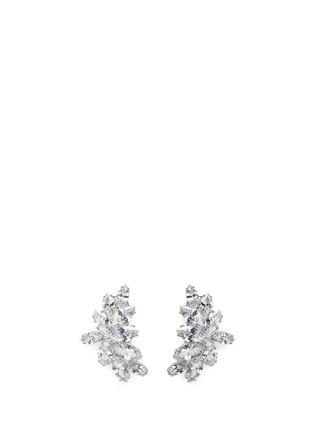 Main View - Click To Enlarge - FALLON - 'Crescent Post' marquise cut cubic zirconia earrings