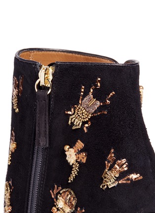 Detail View - Click To Enlarge - AQUAZZURA - 'Fauna' insect embellished suede boots