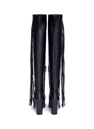 Back View - Click To Enlarge - AQUAZZURA - 'Whip It' fringe thigh high leather boots