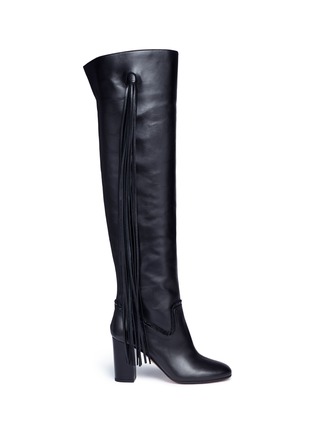 Main View - Click To Enlarge - AQUAZZURA - 'Whip It' fringe thigh high leather boots