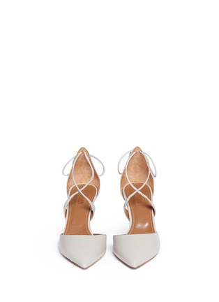 Front View - Click To Enlarge - AQUAZZURA - 'Matilde 75' lace-up tie back leather pumps