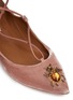 Detail View - Click To Enlarge - AQUAZZURA - 'Christy Fauna' beetle embellished lace-up velvet flats
