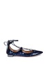 Main View - Click To Enlarge - AQUAZZURA - 'Christy' lace-up sequin flats