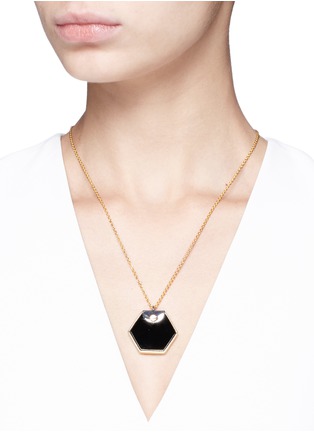 Figure View - Click To Enlarge - W. BRITT - 'Hexagon' 18k gold onyx pendant necklace