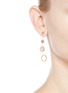 Figure View - Click To Enlarge - W. BRITT - 'Hexagon Dangling' rhodonite stud rose quartz drop earrings