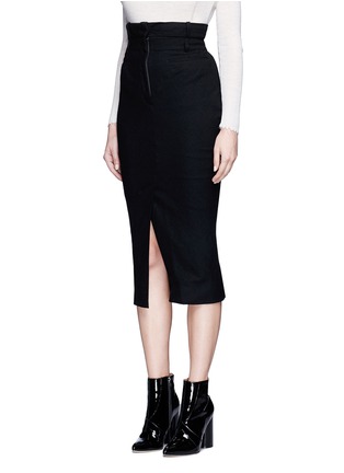 Front View - Click To Enlarge - HAIDER ACKERMANN - Front vent felted virgin wool pencil skirt