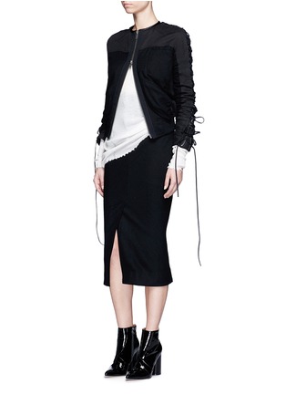 Figure View - Click To Enlarge - HAIDER ACKERMANN - Front vent felted virgin wool pencil skirt