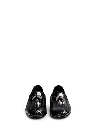 Front View - Click To Enlarge - 73426 - 'Kevin' shark tooth scale effect leather slip-ons