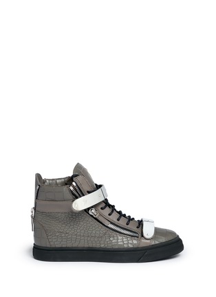 Main View - Click To Enlarge - 73426 - 'London' croc embossed leather high top sneakers