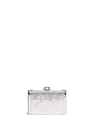 Back View - Click To Enlarge - JUDITH LEIBER - 'Herringbone Tall Slender Rectangle' crystal pavé box clutch
