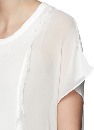 Detail View - Click To Enlarge - 3.1 PHILLIP LIM - Eyelash fringe silk crepe T-shirt