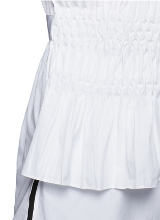 Detail View - Click To Enlarge - 3.1 PHILLIP LIM - Smocked panel sash waist cotton poplin shirt