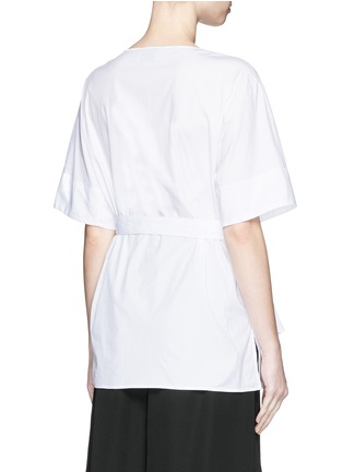 Back View - Click To Enlarge - 3.1 PHILLIP LIM - Smocked panel sash waist cotton poplin shirt
