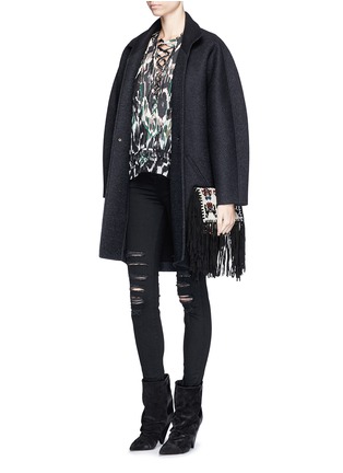 Figure View - Click To Enlarge - ISABEL MARANT - 'Paden' lace-up patchwork print silk georgette top