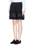 Front View - Click To Enlarge - 3.1 PHILLIP LIM - Floral lace trim French terry shorts