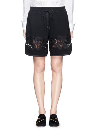 Main View - Click To Enlarge - 3.1 PHILLIP LIM - Floral lace trim French terry shorts