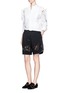 Figure View - Click To Enlarge - 3.1 PHILLIP LIM - Floral lace trim French terry shorts