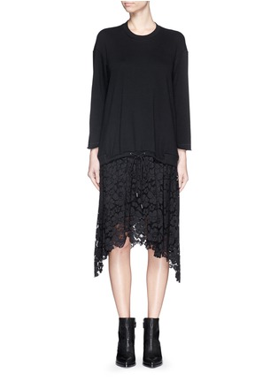 Main View - Click To Enlarge - 3.1 PHILLIP LIM - Floral lace skirt French terry dress