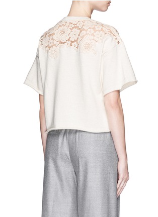 Back View - Click To Enlarge - 3.1 PHILLIP LIM - Floral lace panel French terry T-shirt
