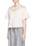 Front View - Click To Enlarge - 3.1 PHILLIP LIM - Floral lace panel French terry T-shirt