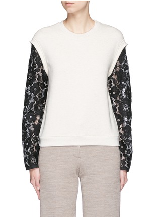 Main View - Click To Enlarge - 3.1 PHILLIP LIM - Floral lace sleeve French terry sweatshirt