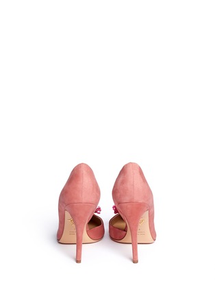 Back View - Click To Enlarge - CHARLOTTE OLYMPIA - 'Vamp In Bloom' flower corsage suede d'Orsay pumps