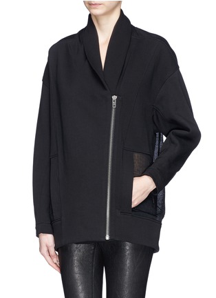 Front View - Click To Enlarge - HELMUT LANG - Sheer panel asymmetric zip jacket