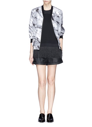 Figure View - Click To Enlarge - HELMUT LANG - Elastic waist coated shorts