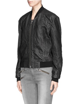 Front View - Click To Enlarge - HELMUT LANG - Crinkled lamb leather bomber jacket
