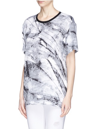 Front View - Click To Enlarge - HELMUT LANG - 'Terrene' marble print silk T-shirt