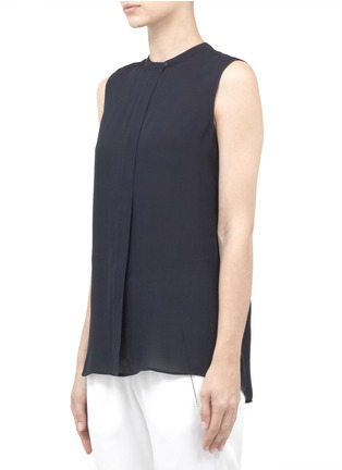 Front View - Click To Enlarge - VINCE - Pleated-back silk-chiffon sleeveless blouse